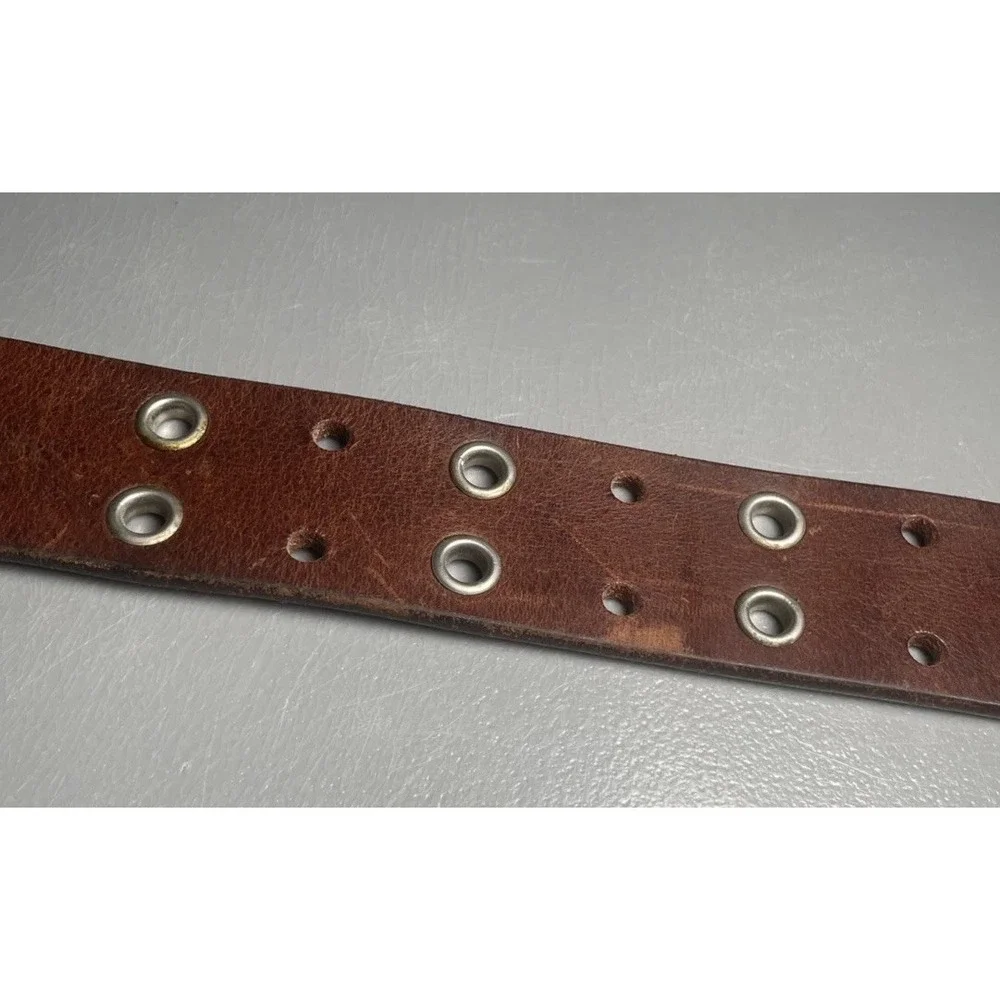 Aeropostale Studded Brown Leather Double Prong 9916 Belt Size L
